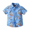 thumbnail image 3 of BXJX Boys Hawaiian Button Down Shirts- Beach Cotton Casual Short Sleeve Summer Tops Blue Size 12-18M, 3 of 10