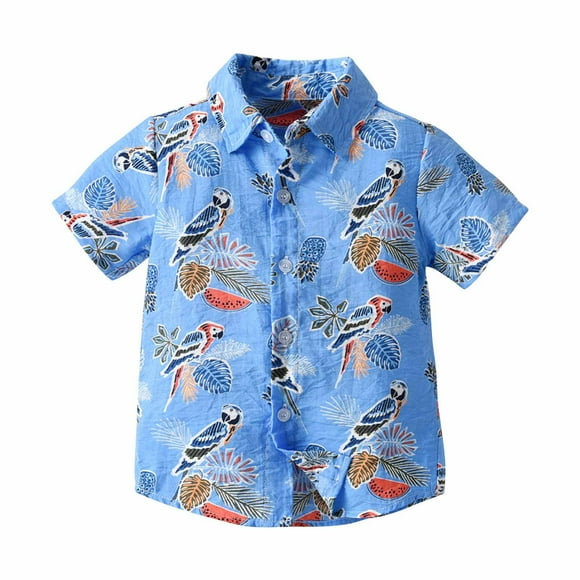 Odeerbi 1-9 Años Niños Camisa Hawaiana Verano Playa Camisas de Algodón Niños Manga Corta Blusa Tropical Flor Imprimir Camisa Ocio Tops