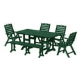 thumbnail image 2 of WestinTrends Malibu 6-Piece HDPE Rectangular Patio Dining Table Set with Foldable Chairs and Patio Bench, Dark Green, 2 of 15
