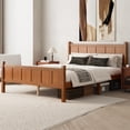 thumbnail image 2 of Queen Bed Frame,Wooden Queen Size Bed Frame with Headboard and Footboard, Minimalist Modern Platform Bedframe with Wood Grain Finish for Teens Adult,Light Walnut, 2 of 8