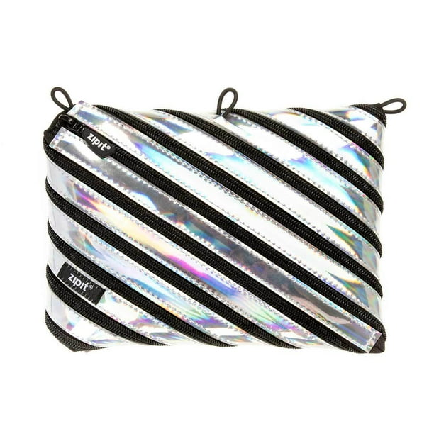 ZIPIT Metallic 3 Ring Binder Pencil Pouch, Large Capacity, Made of One