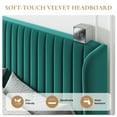 thumbnail image 3 of Sha Cerlin Full Size Upholstered Platform Bed Frame with Velvet Channel Wingback Headboard, Lake Blue, 3 of 9