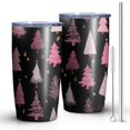 thumbnail image 2 of 20oz Tumblers Black and Pink Christmas Tree Pattern Stainless Steel Vacuum Insulated Double Wall Travel Tumbler Cups Mug with Lid and Straw,Cleaning Brush for Cold & Hot Drinks, 2 of 7