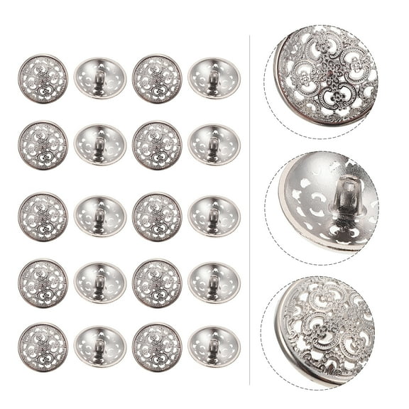 Huaq Palace style hollow metal buttons suit coat buttons sweater buttons (silver 44L=28.0 MM) 50pcs