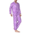 thumbnail image 2 of Sikiie Lilac Glittering Mens Pajama Set, Soft Warm Long Sleeve Sleepwear, Cozy Button-Down Pjs for Men-Medium, 2 of 7