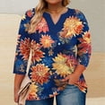 thumbnail image 2 of Womens Plus Size Tops Casual 3/4 Sleeve Gradient Large V-neck Three Quarter Sleeve Solid Color Spring Beach Vacation Trendy (Size:L-5XL), 2 of 5