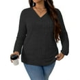 thumbnail image 2 of NISVIYA Womens Plus Size V Neck Long Sleeve Winter Pullover Sweater Black, 2 of 7
