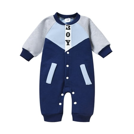 

Bmnmsl Baby Winter Jumpsuit Long Sleeve Round Neck Button Down Romper