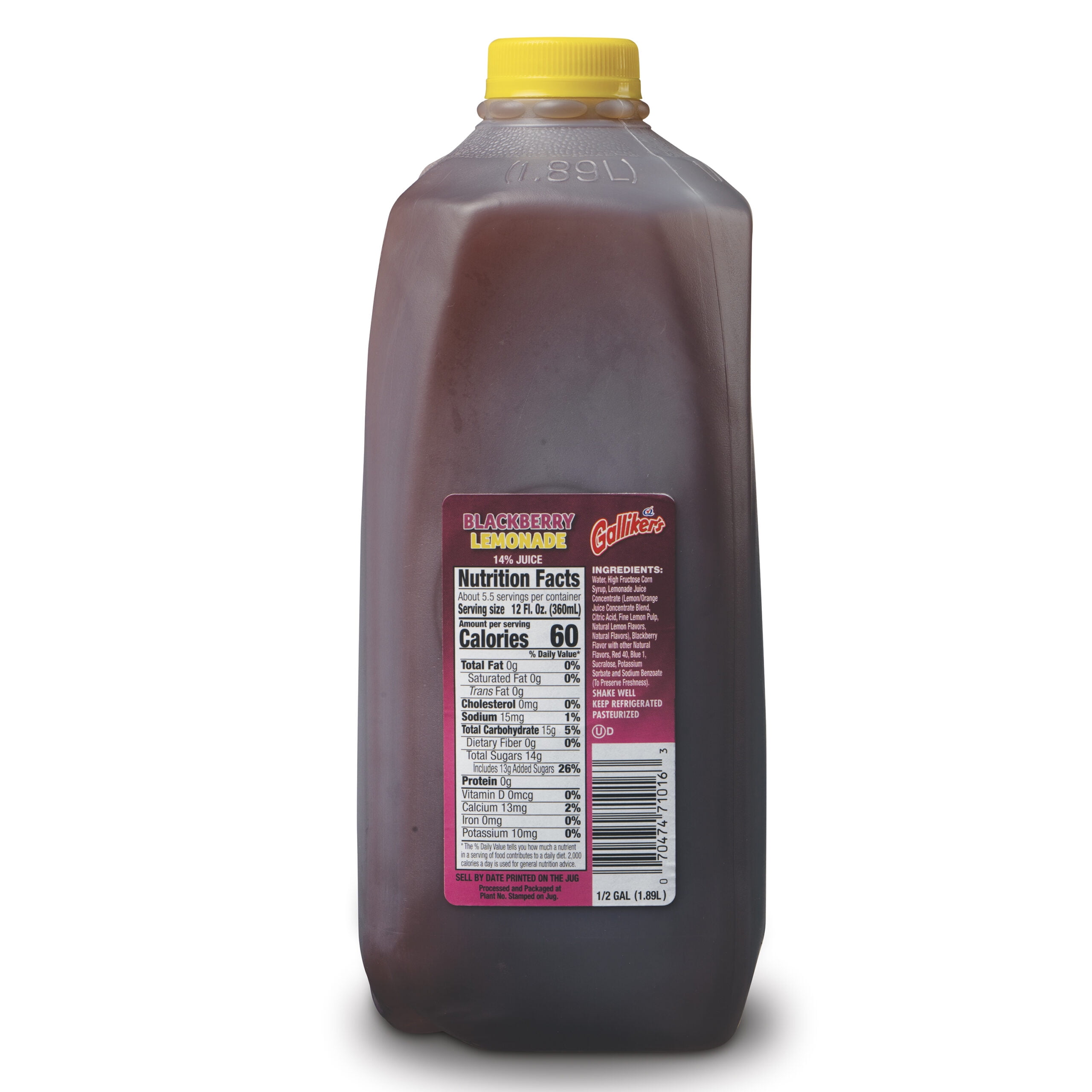Galliker's Blackberry Lemonade, Half Gallon, 64 oz Plastic Jug