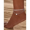 thumbnail image 2 of FindChic Stainless Steel Ankle Bracelets for Women, Waterproof Layered Heart Beaded Chain Sparkling Tennis Anklets Set Summer Beach Birthday Jewelry Gifts for Her/Mom/Wife, 2pcs, 2 of 6