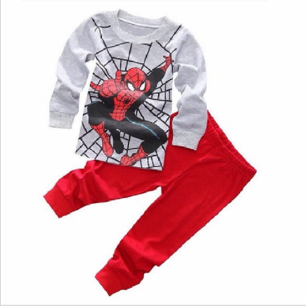 Spider-man 1-7Y Conjunto de pijamas para niños Niñas Niños Dibujos animados Verano Otoño Ropa de ocio Ropa de dormir Regalo para niños Pyjamas5T 110cm zhangyuxiang CONDUJO