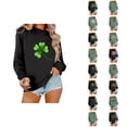 thumbnail image 1 of Chandail Graphique Trèfle de la Saint-Patrick pour Femmes 2026 Tendance à Manches Longues Col Rond Chandail Femmes chandail, 1 of 6