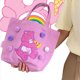 thumbnail image 5 of Bolso de Oso Lindo Fashional 3D Delicado Bordado Bolsas de Almuerzo con Bola de Piel para Mamás Estudiantes Trabajadores de Oficina Alimentando Oso Púrpura, 5 of 12