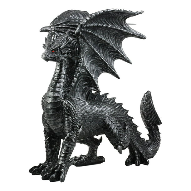 Ebros Viserion Ruler Of The Skies Standing Black Dragon Statue 13.25