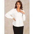 thumbnail image 2 of DARING DIVA Women's Collar Button Down V Neck Blouse Top Shirt XS White, 2 of 6