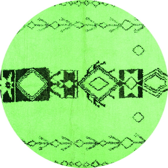 Ahgly Company Indoor Round Solid Green Modern Area Rugs, 4' Round