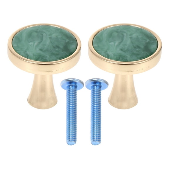 Oraceous Cabinet Knobs Round Shape: 2pcs Replacement Furniture Knobs Handles Decorative Cupboard Dresser Knobs Zinc Alloy Door Drawer Knobs Golden Green