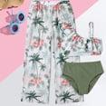 thumbnail image 2 of Zanarzt Bathing Suit for Teens Girls Swimsuit Floral Print 3 Piece Teen Girls Bathing Suit Kids High Waist Girls Bikini with Cover Up Pants Green,8-9 Years, 2 of 6