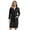 Black, variant on Waffle Hooded Robes for Women Long Sleeve Short Bathrobes Lightweight Belted House Coat Soft Sleepwear with Pockets Loungewear