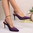 thumbnail image 5 of Closed Toe Slingback Heels Wedding High Stiletto Heel for Women Pointed Toe Pumps Shoes Women's Casual Solid Color Metal Chain Open Back Heel, 5 of 9