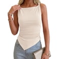 thumbnail image 3 of Asymmetrical Tops for Women Sleeveless Twist Straps Slim Fit Y2K Ruched Tank Shirts Going Out Top Color XL, 3 of 9