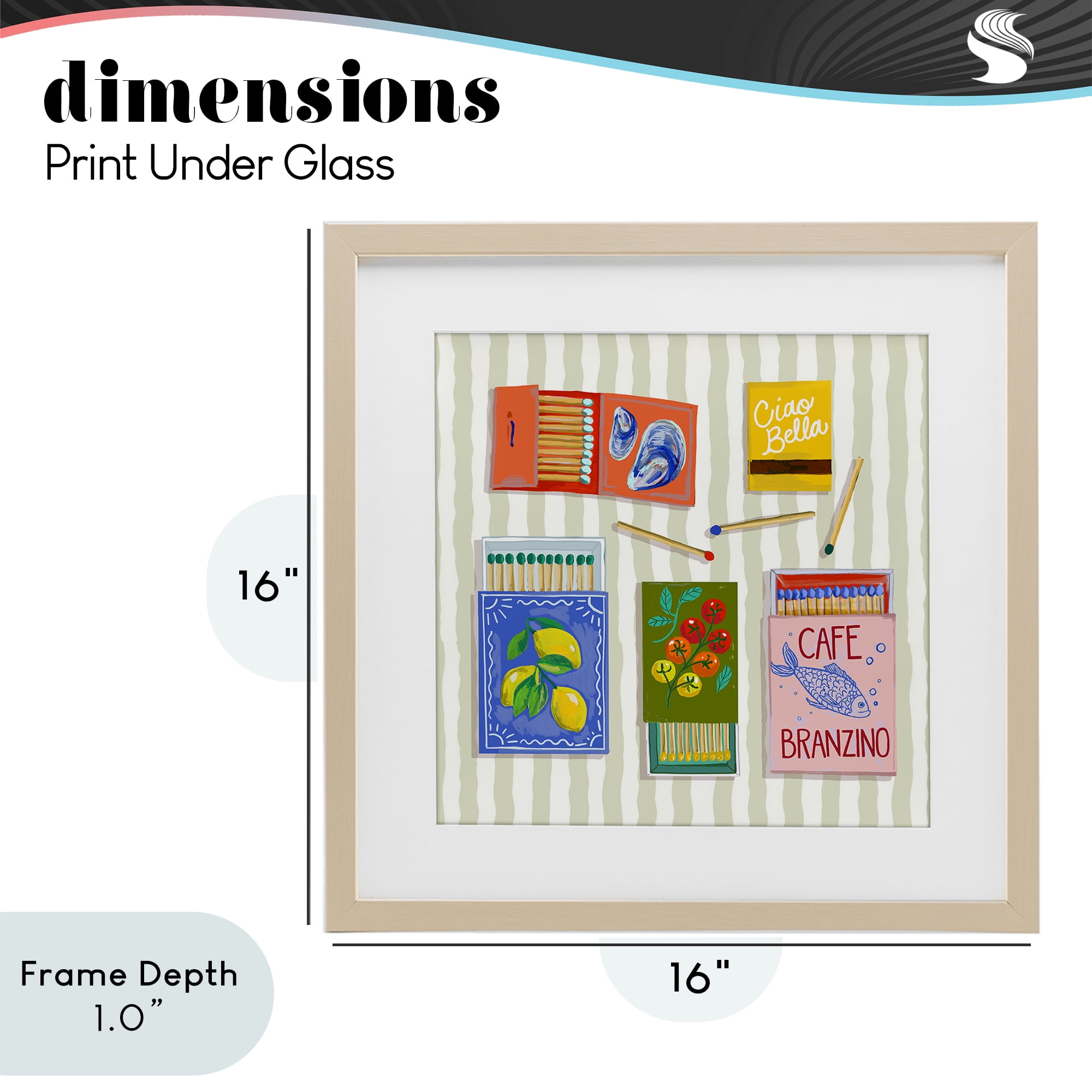 Stupell Industries Ciao Bella Seaside Matchboxes Birch Framed Print Under Glass, design by Rachel Nerney