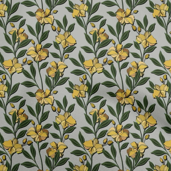 oneOone Silk Tabby Yellow Fabric Floral Retro Fabric For Sewing Printed Craft Fabric By The Yard 42 Inch Wide
