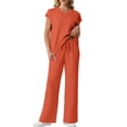 thumbnail image 6 of Cueply 2 Piece Sets for Women Summer Casual Vacation Outfits Cap Sleeve Wide Leg Long Pants Lounge Sets, 6 of 9