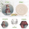 thumbnail image 6 of 6 Pcs Drink Coasters with Holder 3.94in Woven Coasters for Drinks Watercolor-style Snowman Pattern Coaster Set for Protection Table, 6 of 7