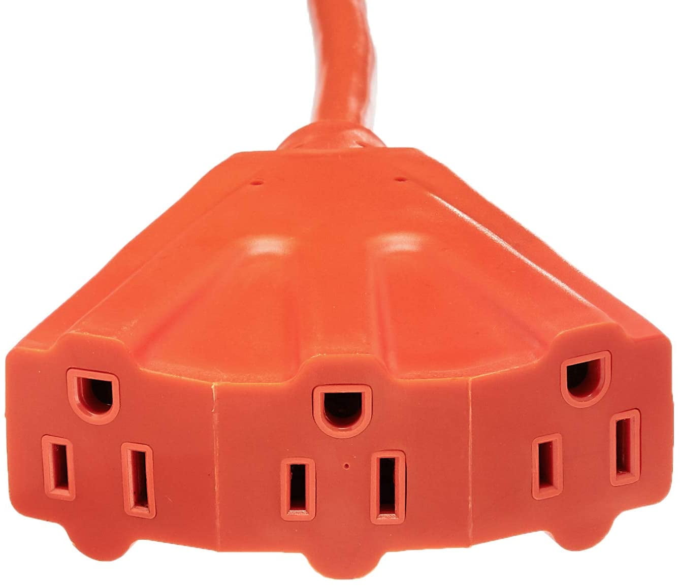BasicBasics 16/3 Outdoor Extension Cord with 3 Outlets, Orange, 20 Foot