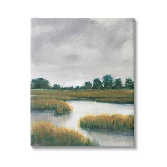 Stupell Industries Cloudy Rural Marsh Landscape Painting Gallery Wrapped Canvas Print Wall Art, Design by Tim OToole