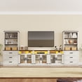 thumbnail image 2 of 157.5" Entertainment Center with Bookshelves for TVs up to 100", Farmhouse Wall Unit TV Stand with 6 Doors & 6 Drawer & LED Lights, Media Console Table for Living Room, Bedroom & Home Theater, 2 of 10