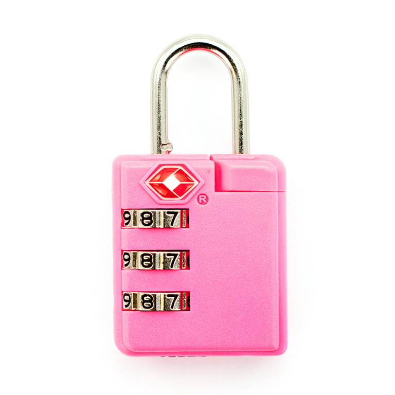 Miami Carryon TSA Approved Padlock - Keyed Luggage Lock Hot Pink