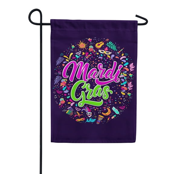 America Forever Flags Mardi Gras Festival, Mardi Gras Garden Flag, Masquerade Masks Fleur De Lis Carnival 12.5 x 18 Inch Double Sided Seasonal Yard Outdoor Holiday Decorative Flag