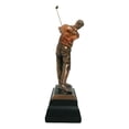 thumbnail image 6 of Professional Golfer Swinging Golf Club Bronze Electroplated Decor Statue 15" H, 6 of 8