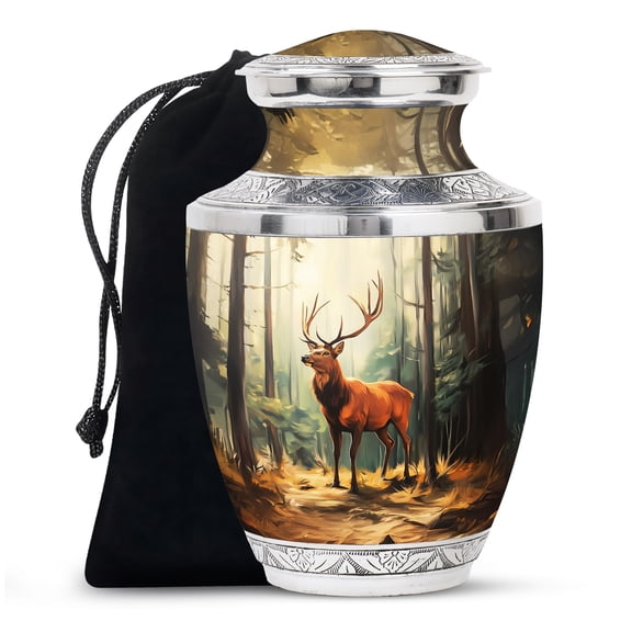 SABURIAL Deer Urn - Decorative Cremation Urn For Ashes Adult Male Dad - Unique Burial Urns - Memorial Urns - 10 Inch