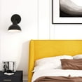 thumbnail image 3 of Einfach Full Size Platform Bed Frame with Upholstered Wingback Headboard, Light Yellow, 3 of 6