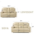 thumbnail image 2 of Bonded Leather Living Room Furniture Set Reclining Sofa Set Loveseat Furniture Sets in Living Room Sofa Recliners (Sofa+Loveseat, Beige), 2 of 12
