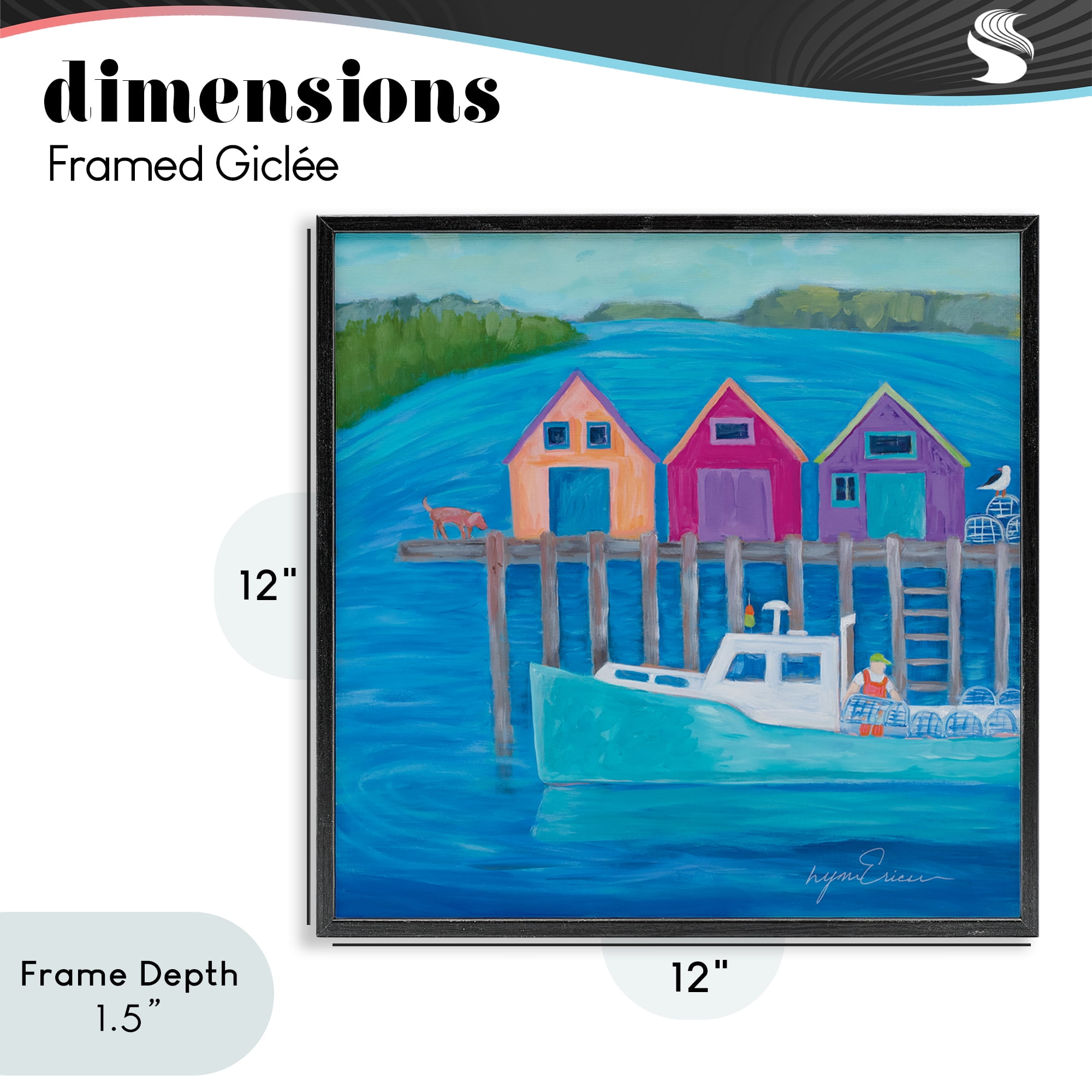 Stupell Industries Work Day at Seaside Village Black Framed Giclee Art, design by Lynn Ericson Fine Art