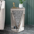 thumbnail image 4 of Pregaspor Silver Mirrored End Table, Crystal Inlay Side Table Accent Table, Small Mirrored Coffee Table for Living Room, Bedroom, Corner, 22" H, 4 of 7