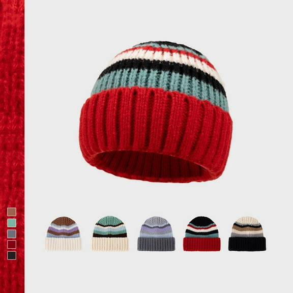 HomeDM Unisex Beanie - Slouchy Beanie Hat for Men Women Solid Color Winter Outdoor Warm Knit Caps Soft Ski Hat Red