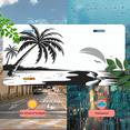 thumbnail image 5 of 1 Pcs 2D Flat License Plate Covers & Frames, Beach with Palm For Decorative Front, Waterproof For Decoration Aluminum License Plate Covers & Frames Cover For Men Women, 12" X 6", 5 of 7
