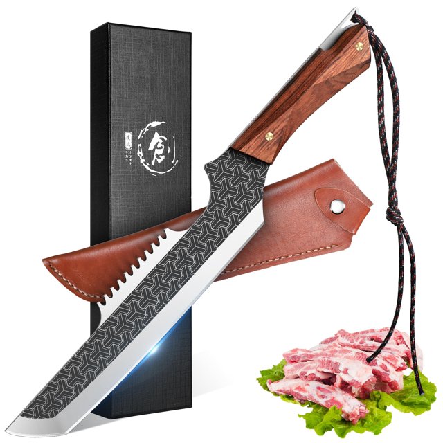 Cuchillo para deshuesar carnicero, estilo rococó, con funda, 8.8 pulgadas