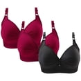 thumbnail image 1 of SDNall 3PCS Womans Fashion Plus Size Wire Free Comfortable Push Up Hollow Out Bra Underwear, 1 of 9
