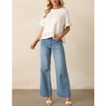 thumbnail image 4 of PUWEI Women's Crochet Short Sleeves Sweater Round Neck Ruffled Hem Pullover Casual Knit Top Blouse, 4 of 7
