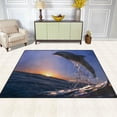 thumbnail image 2 of GZHJMY Ocean Dolphin Non Slip Area Rug for Living Dinning Room Bedroom Kitchen, 4' x 5'(48 x 63 Inches / 120 x 160 cm), Jumping Dolphin Nursery Rug Floor Carpet Yoga Mat, 2 of 6