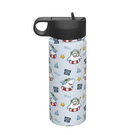 

Adobk Swimming Shark Print Water Bottle 18oz Sports Insulated Kettle for Cycling Gym Basketball Outdoor Suitable as a Present