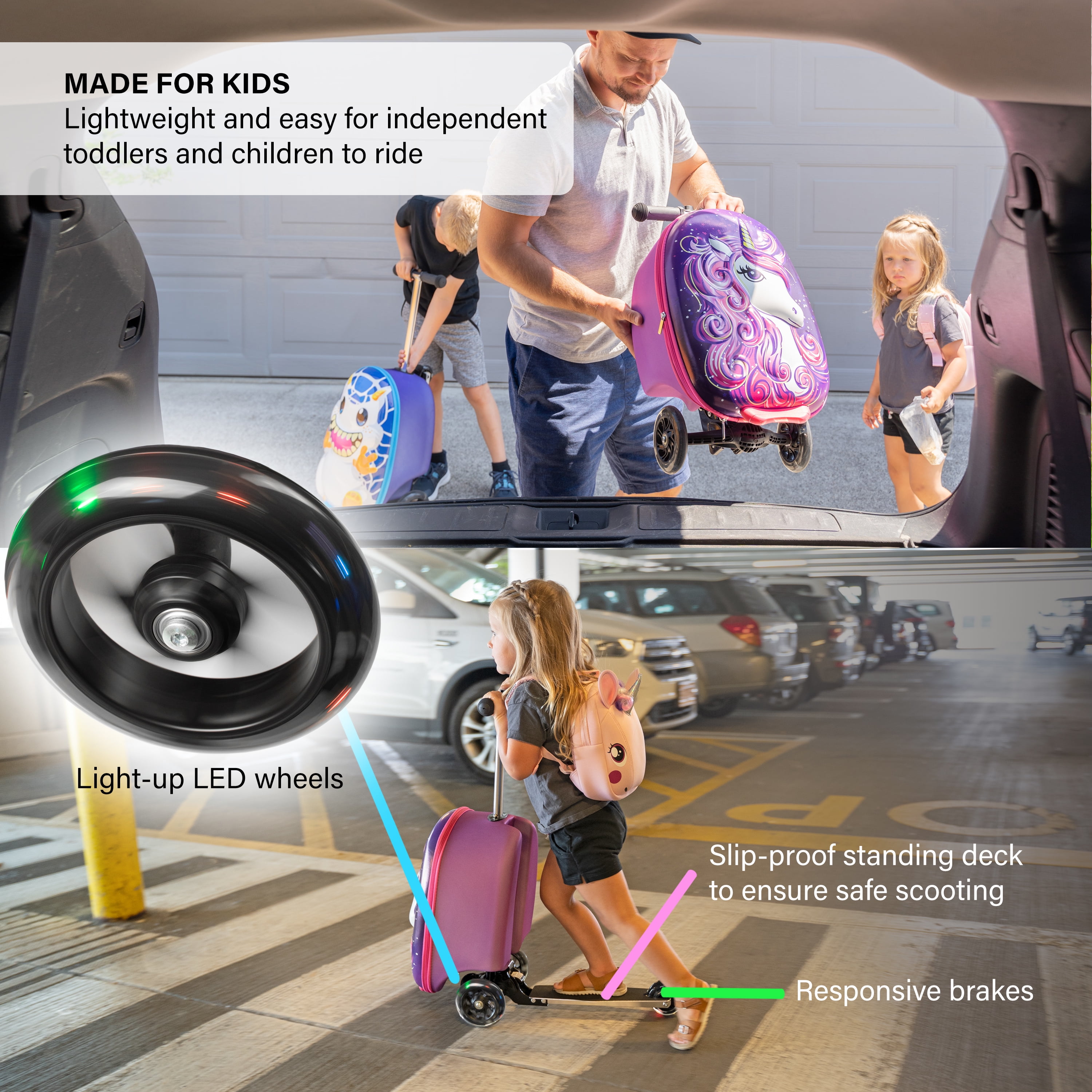 Unicorn luggage scooter sale