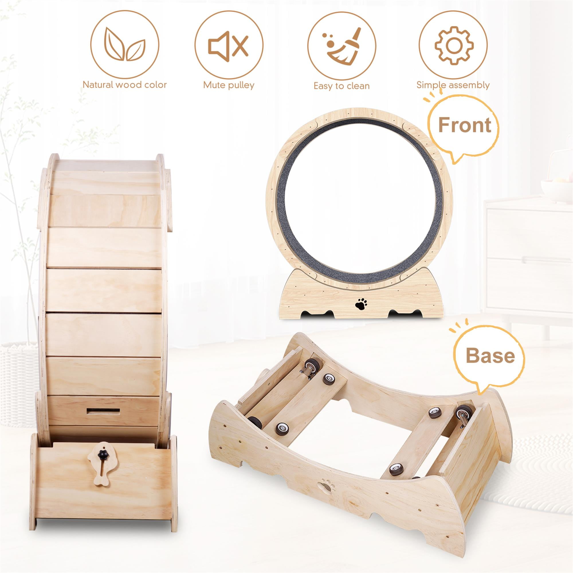 Kadyn 36" Cat Exercise Wheel for Indoor Cats, Cat Running Wheel with Carpeted Runway, Cat Sport Treadmill Wheel for Kitty’s Longer Life, Beige