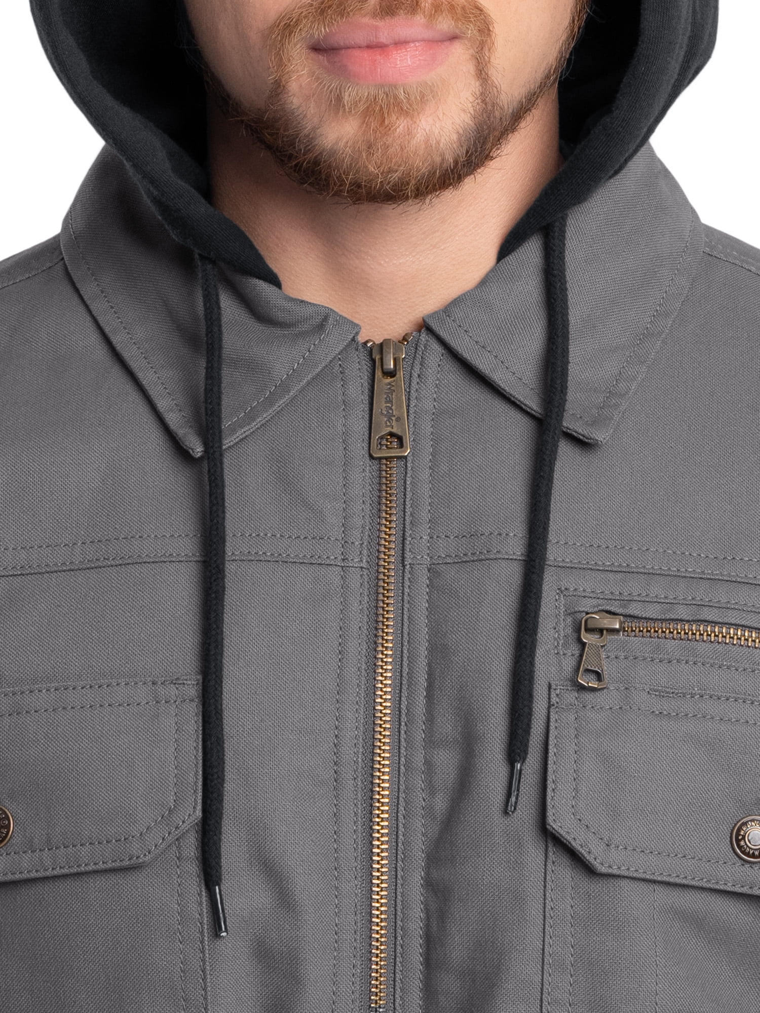 Wrangler Workwear Men's Quilted Lined Work Shirt Jacket with Hood, Size S-5XL (Men's and Big Men's)